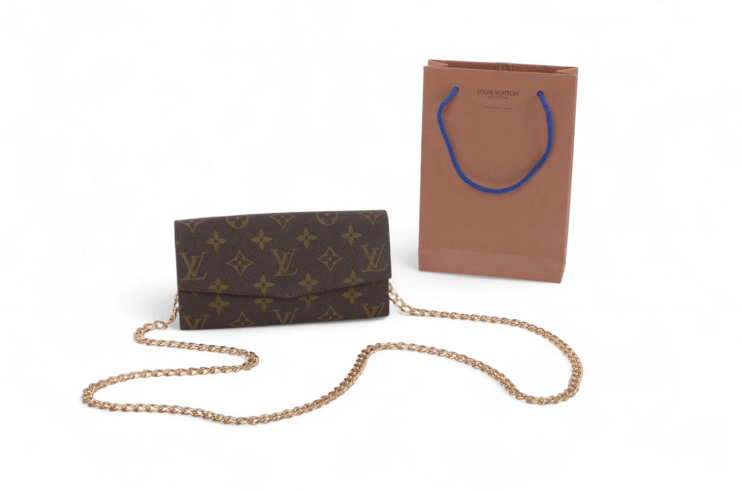 Louis Vuitton Pochette Porte-monnaie Credit Monogram Wallet Vintage Leather Canvas Brown Crossbody Bag