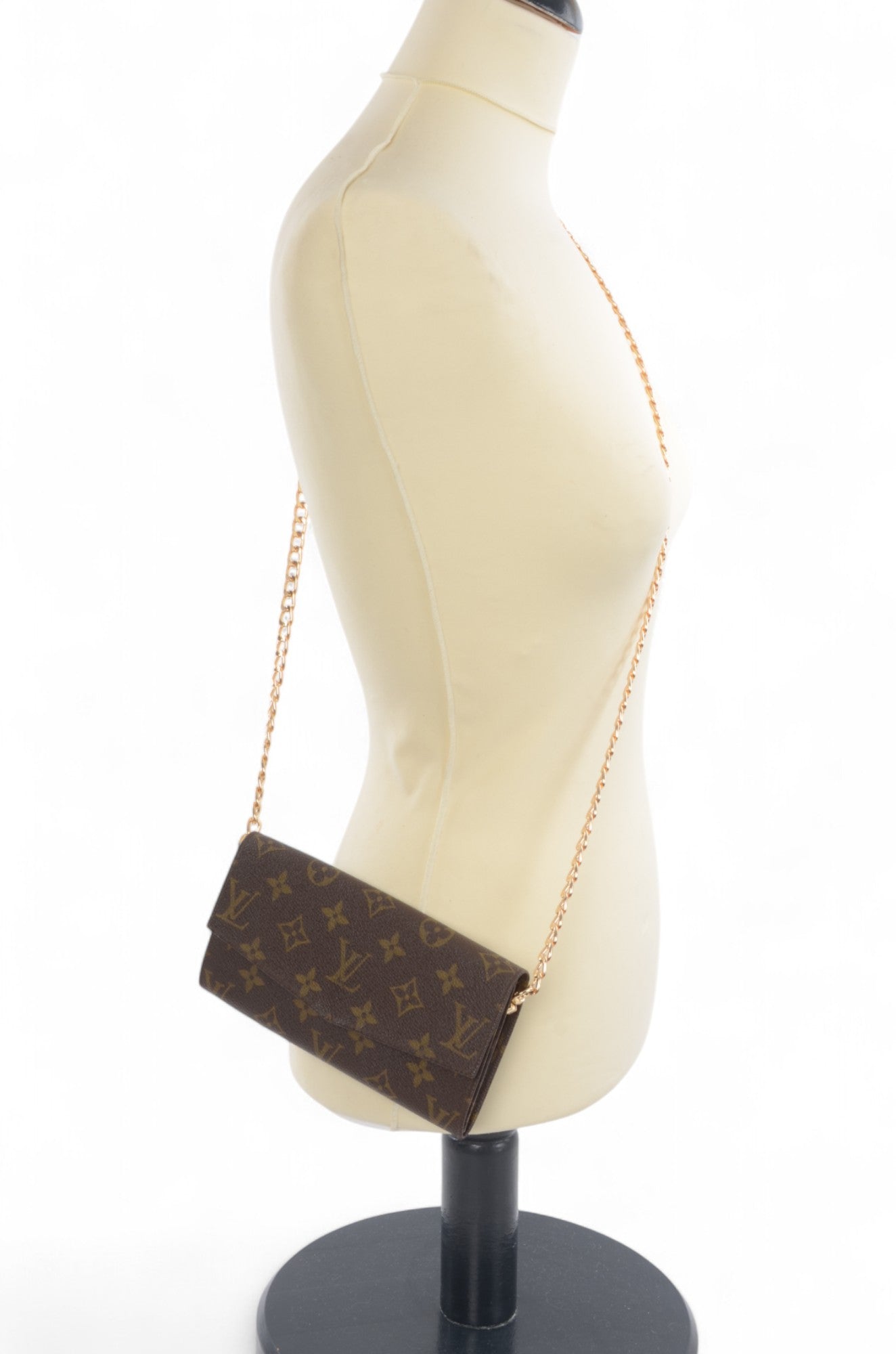 Louis Vuitton Pochette Porte-monnaie Credit Monogram Wallet Vintage Leather Canvas Brown Crossbody Bag