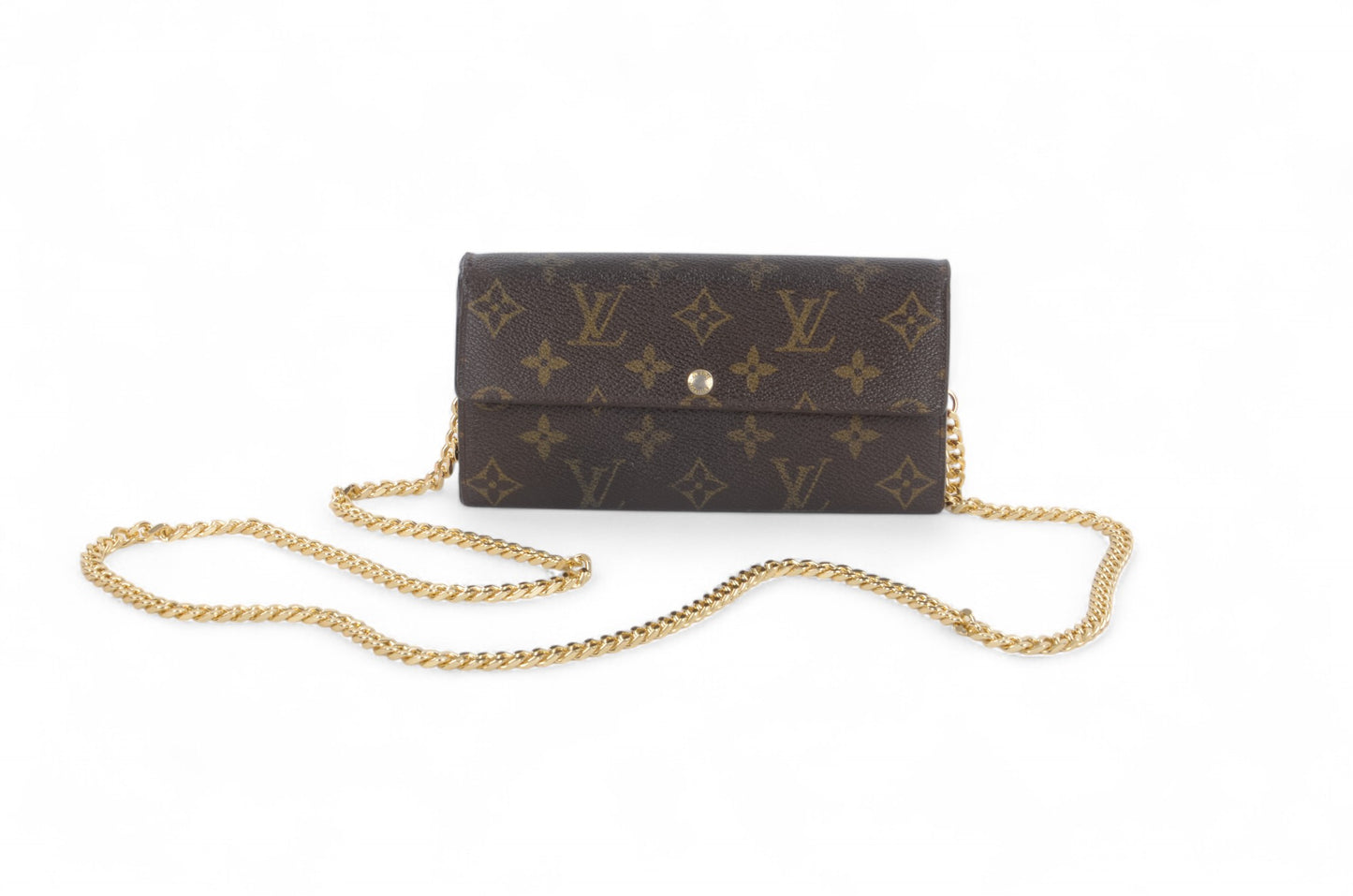 Louis Vuitton Sarah Monogram Wallet Vintage Leather Canvas Brown Crossbody Bag