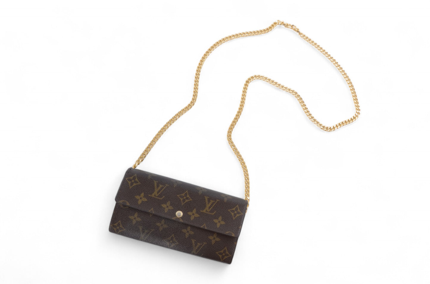 Louis Vuitton Sarah Monogram Wallet Vintage Leather Canvas Brown Crossbody Bag