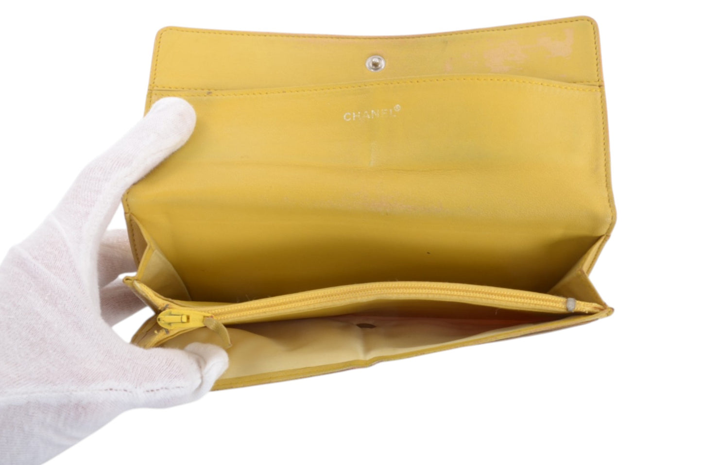 Chanel Yellow Travel Line Wallet Cardholder Fabric Vintage Crossbody Bag Designer Classic Authentic