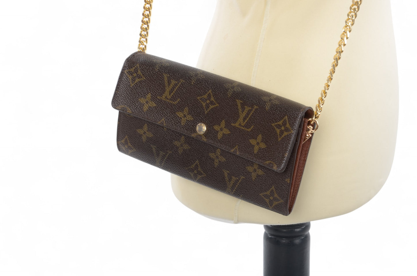 Louis Vuitton Sarah Monogram Wallet Vintage Leather Canvas Brown Crossbody Bag