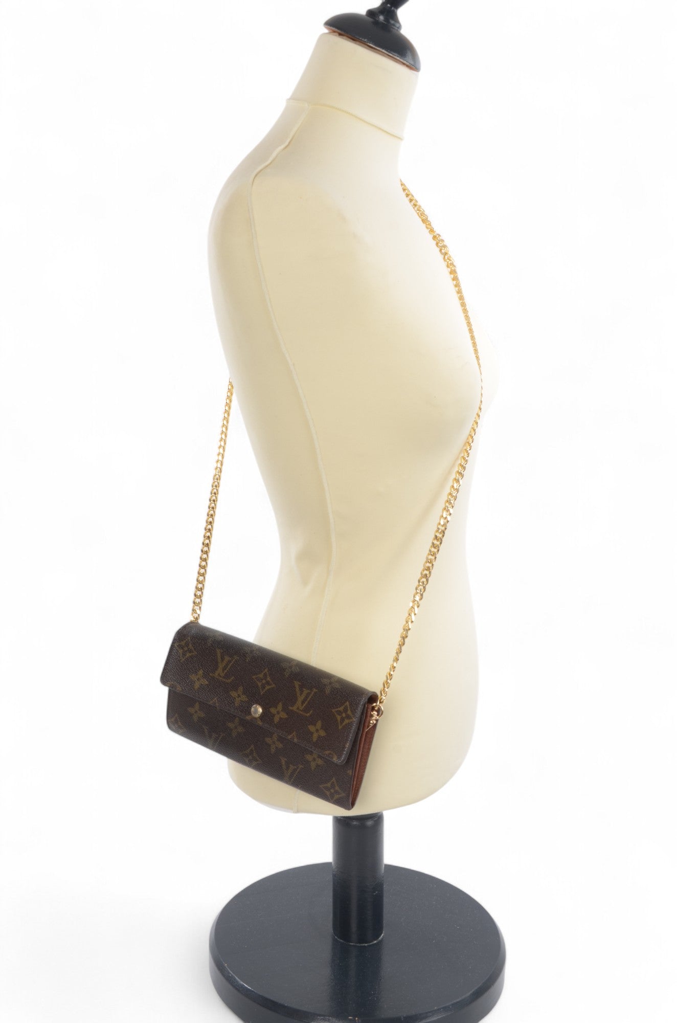 Louis Vuitton Sarah Monogram Wallet Vintage Leather Canvas Brown Crossbody Bag
