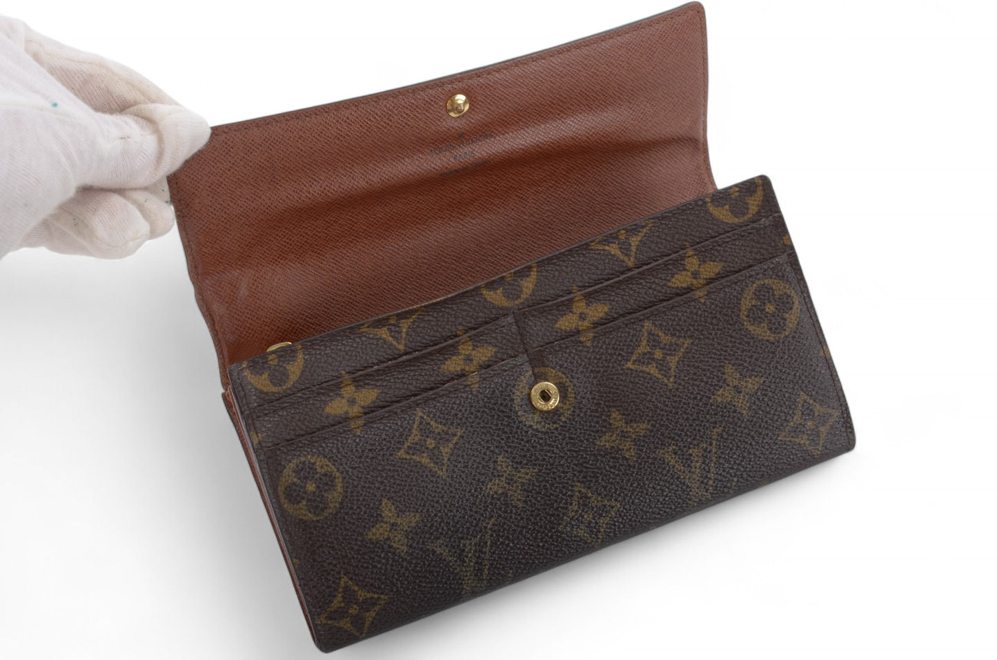 Louis Vuitton Sarah Monogram Wallet Vintage Leather Canvas Brown Crossbody Bag