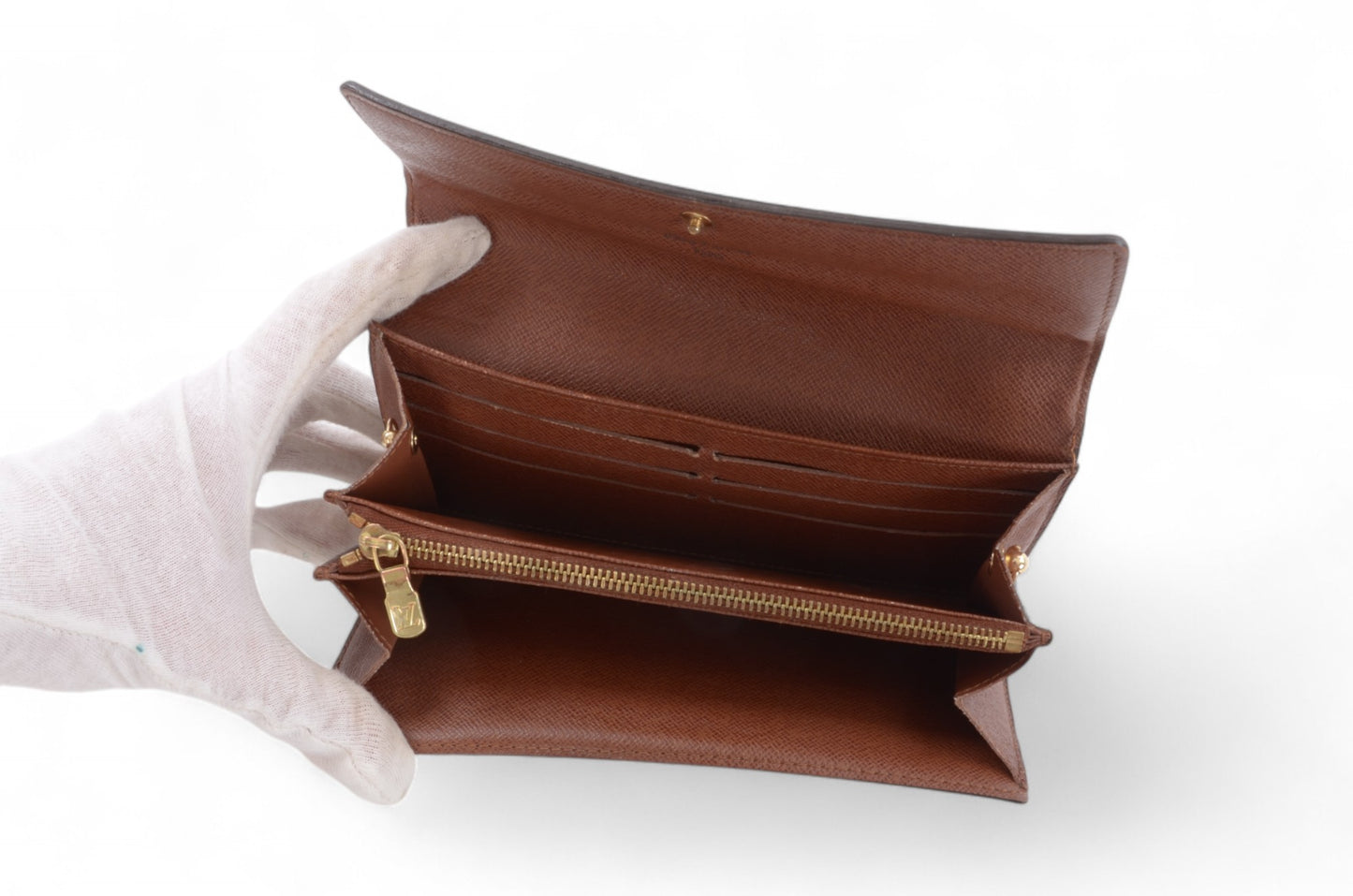 Louis Vuitton Sarah Monogram Wallet Vintage Leather Canvas Brown Crossbody Bag