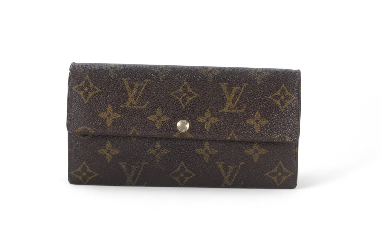 Louis Vuitton Sarah Monogram Wallet Vintage Leather Canvas Brown Crossbody Bag