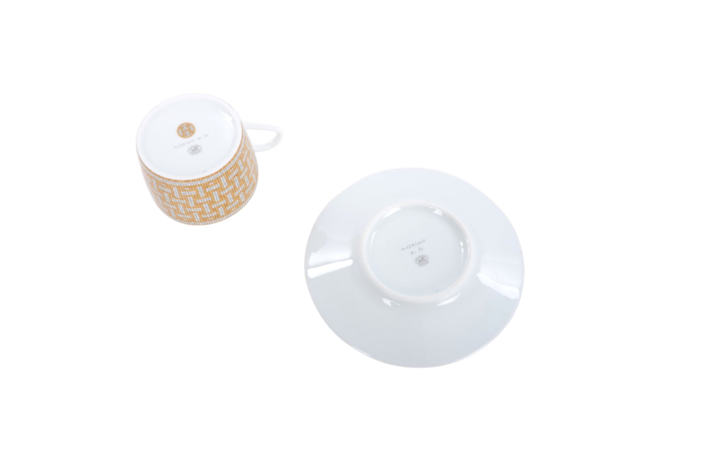 Hermès Mosaique au 24 Gold Coffee Breakfast Cup and Saucer Porcelein Interior Benoit Pierre Emery