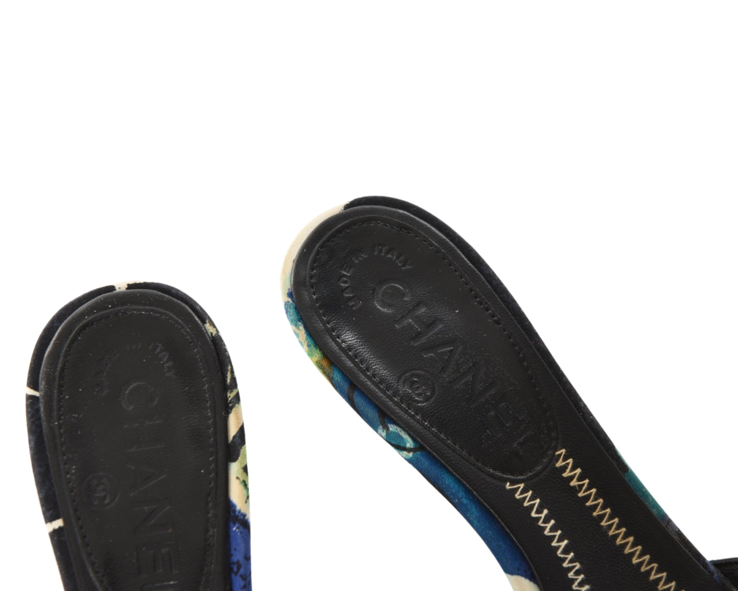 Chanel Multicolor Vintage Limited Edition Sandals Heels Shoes Leather Coco Size 35,5