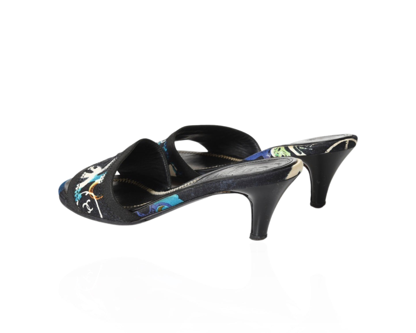 Chanel Multicolor Vintage Limited Edition Sandals Heels Shoes Leather Coco Size 35,5