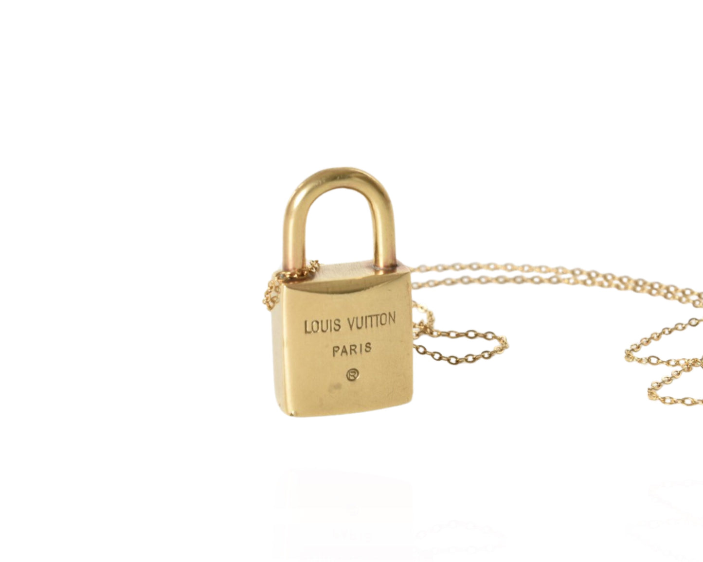 LOUIS VUITTON NECKLACE LV LOCK PADLOCK VINTAGE BRASS CHARM