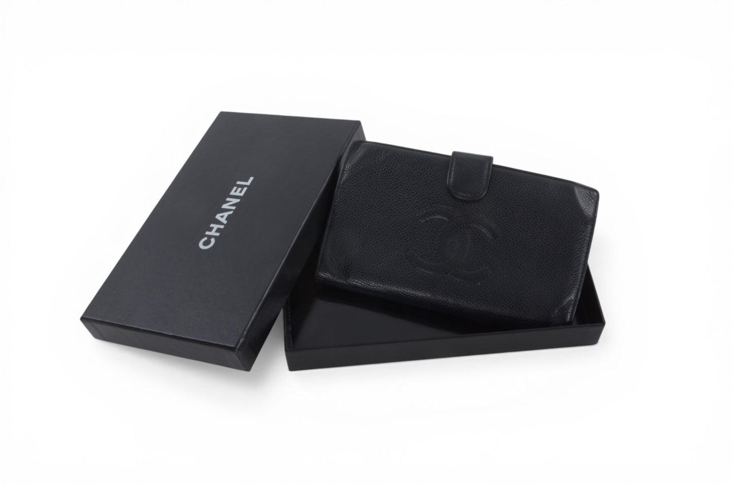 Chanel Wallet Caviar Leather Coco Bi-fold Purse Black Cardholder Women's Vintage Designer Classic