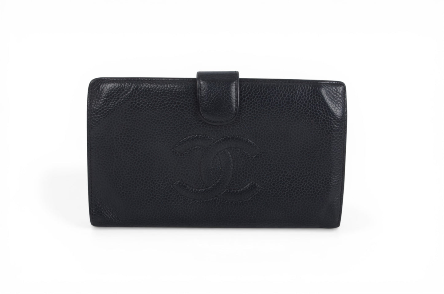 Chanel Wallet Caviar Leather Coco Bi-fold Purse Black Cardholder Women's Vintage Designer Classic