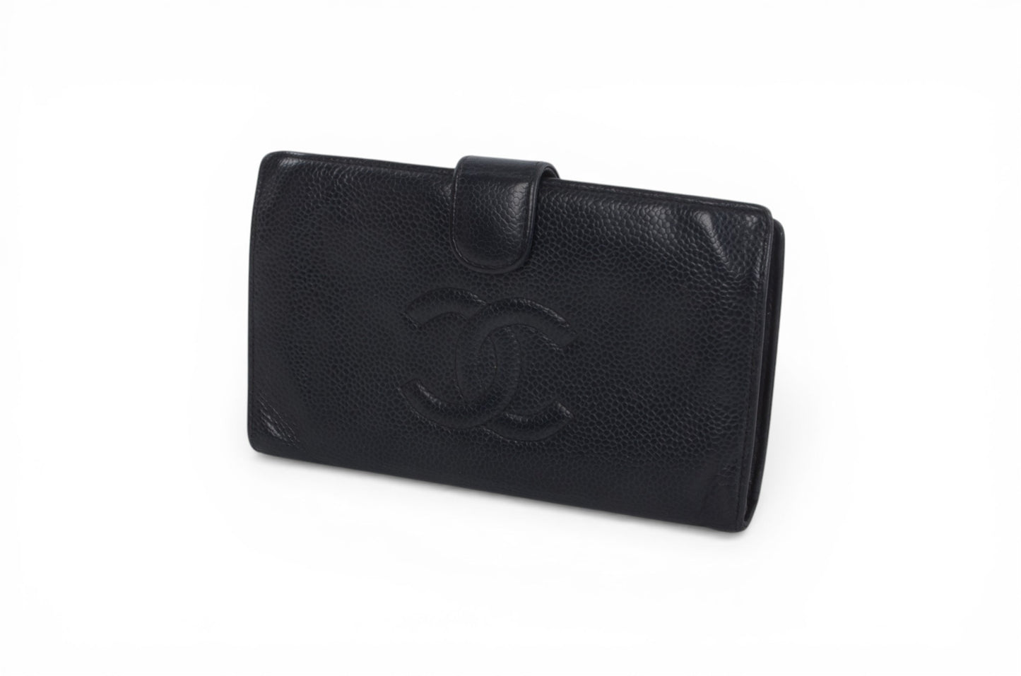 Chanel Wallet Caviar Leather Coco Bi-fold Purse Black Cardholder Women's Vintage Designer Classic