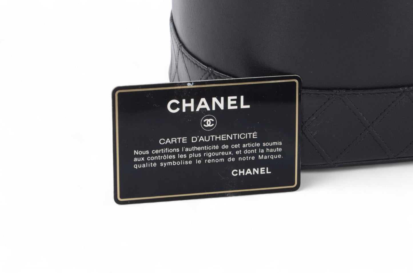 Chanel Quilted Vanity Toiletry Bag CC Logo Vintage Lambskin Leather Black Make Up Pouch