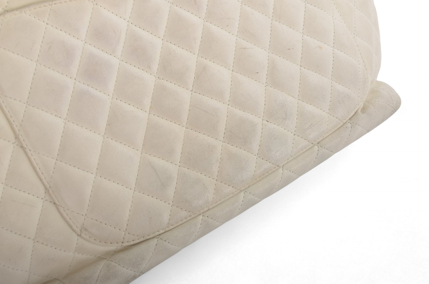 Chanel Cambon Line Tote Shoulder Bag Handbag White CC Quilted Leather Black Designer Classic