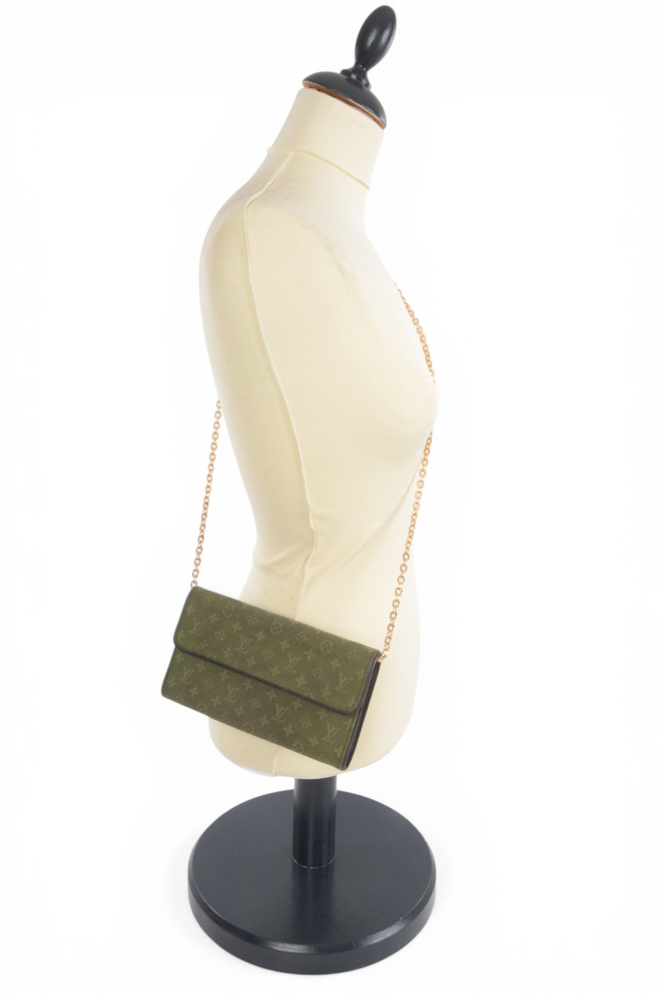 Louis Vuitton Sarah Mini Lin Monogram Wallet Khaki Vintage Crossbody Bag Designer Classic