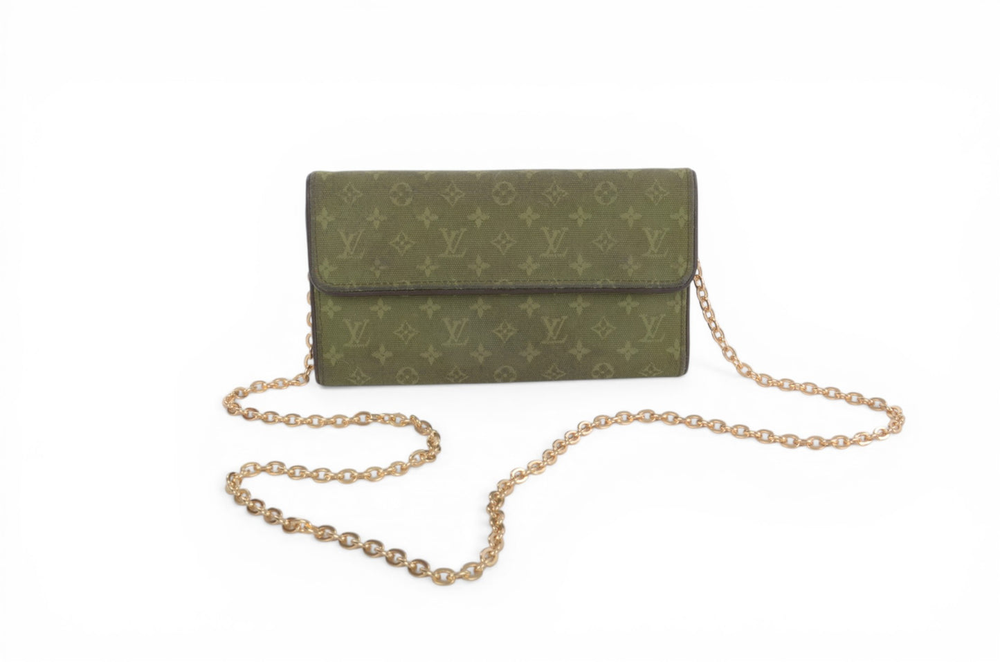 Louis Vuitton Sarah Mini Lin Monogram Wallet Khaki Vintage Crossbody Bag Designer Classic
