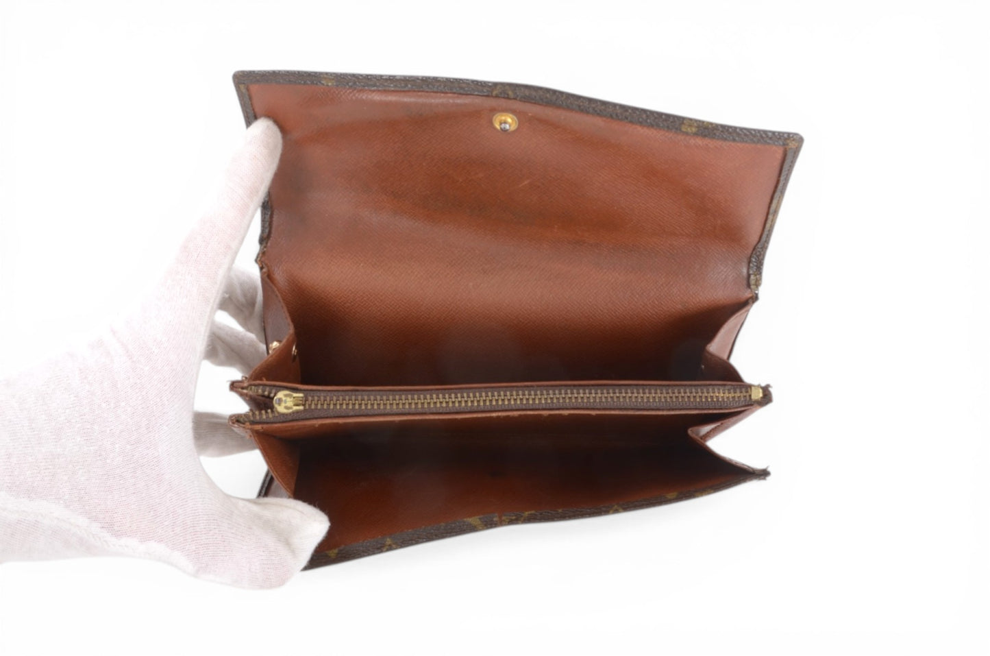 Louis Vuitton Pochette Porte-monnaie Credit Monogram Wallet Vintage Leather Canvas Brown Crossbody Bag Designer Classic Authentic