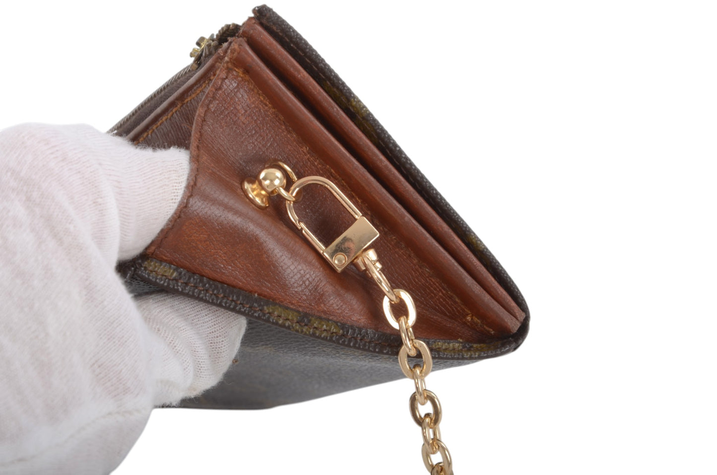 Louis Vuitton Pochette Porte-monnaie Credit Monogram Wallet Vintage Leather Canvas Brown Crossbody Bag Designer Classic Authentic