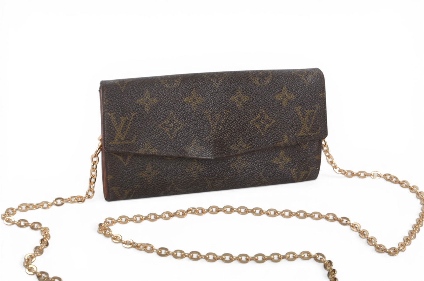 Louis Vuitton Pochette Porte-monnaie Credit Monogram Wallet Vintage Leather Canvas Brown Crossbody Bag Designer Classic Authentic