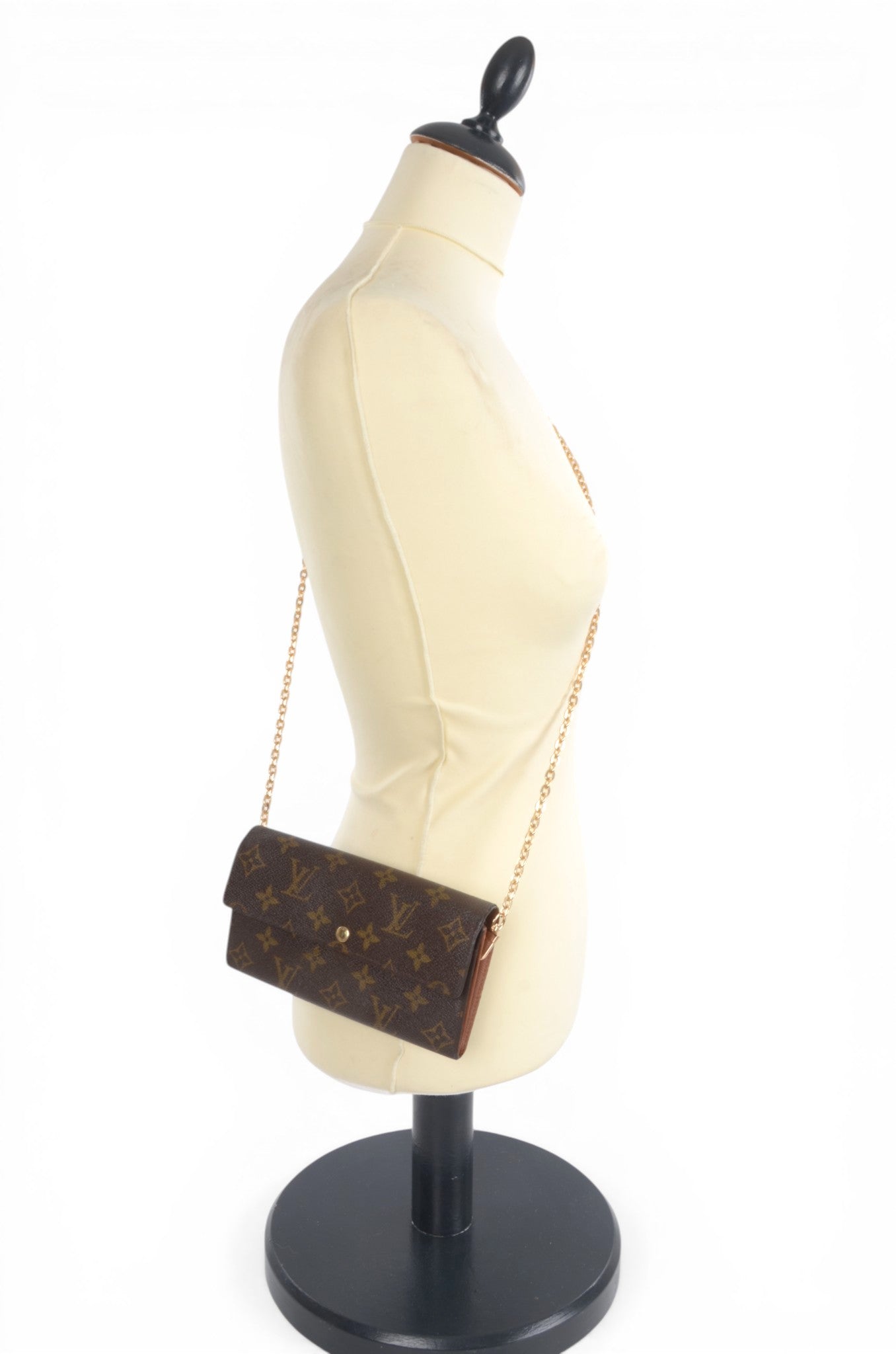 Louis Vuitton Sarah Monogram Wallet Vintage Leather Canvas Brown Crossbody Bag