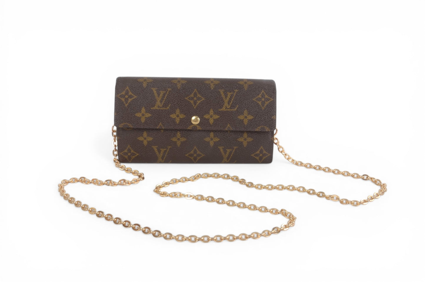 Louis Vuitton Sarah Monogram Wallet Vintage Leather Canvas Brown Crossbody Bag