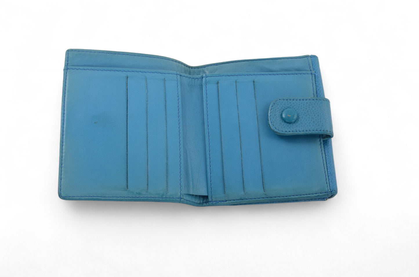 Chanel Blue Caviar Leather Wallet Coco Bi-fold Coin Purse Women's Vintage Crossbody Bag