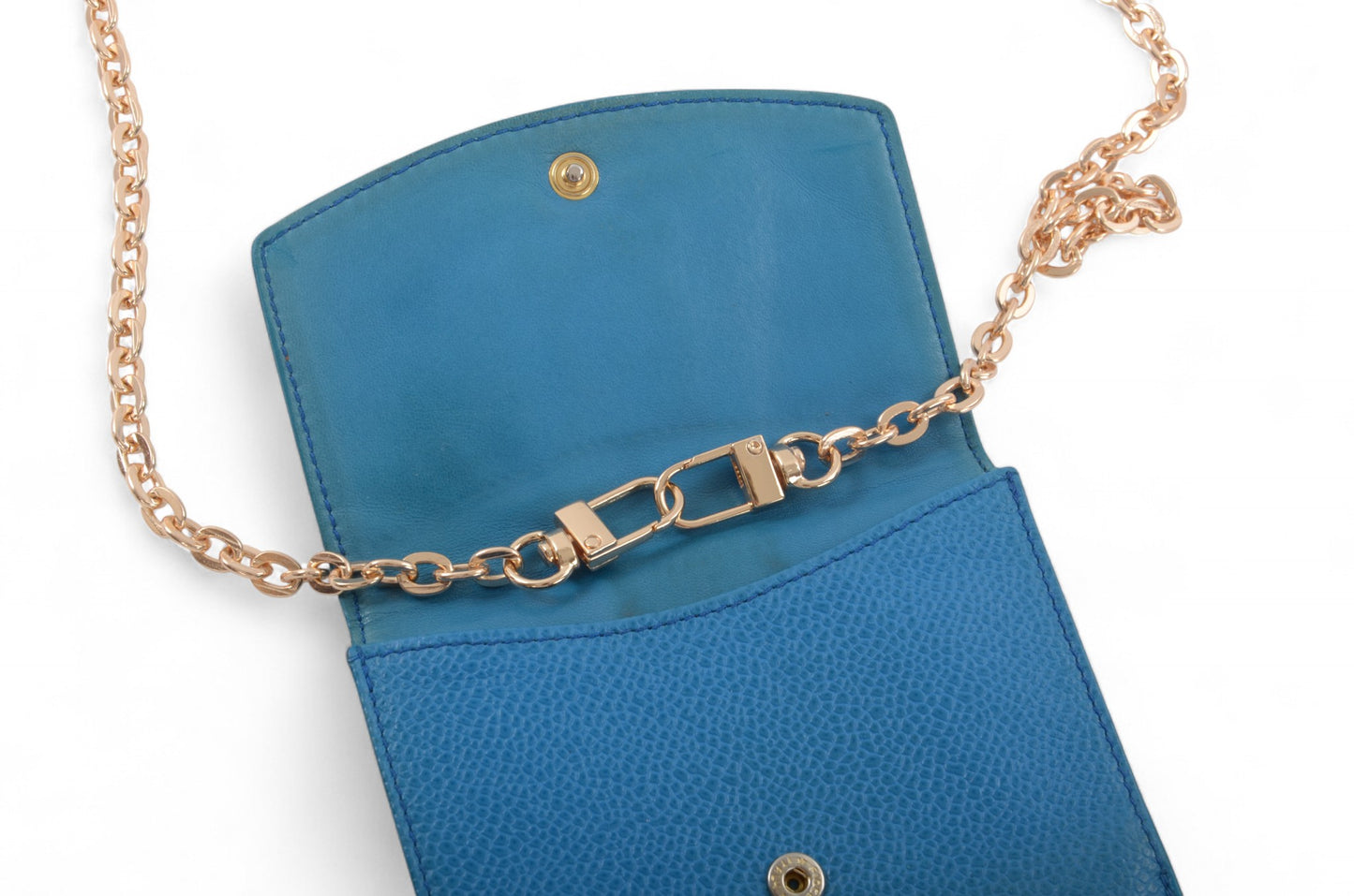 Chanel Blue Caviar Leather Wallet Coco Bi-fold Coin Purse Women's Vintage Crossbody Bag