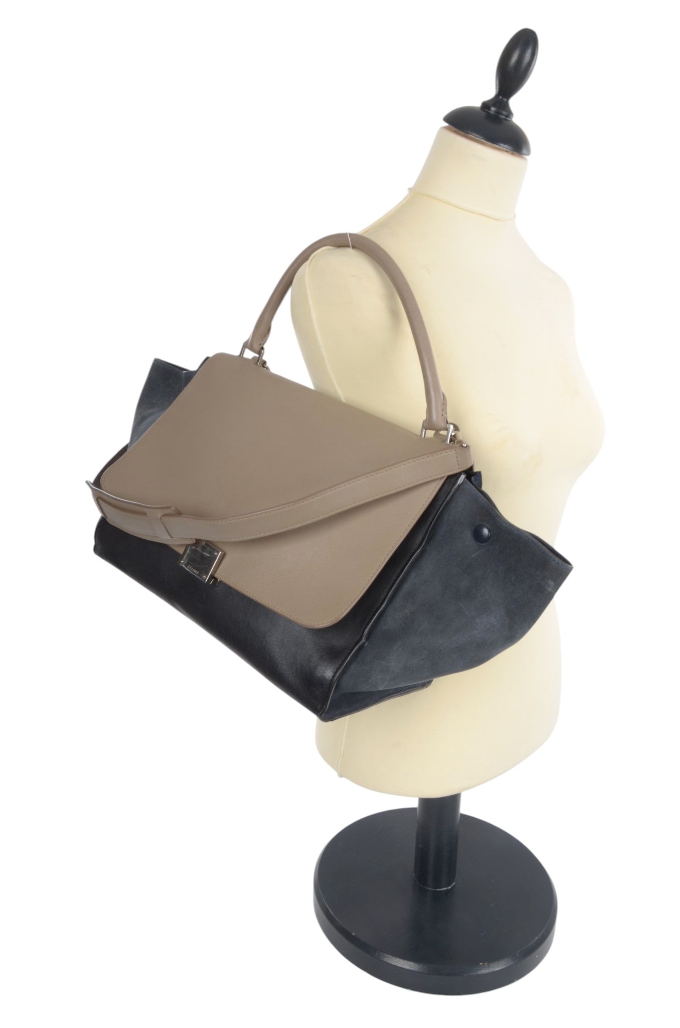Celine Trapeze Medium Leather 2WAY Shoulder Bag Shoulder Tote Handbag Designer Classic