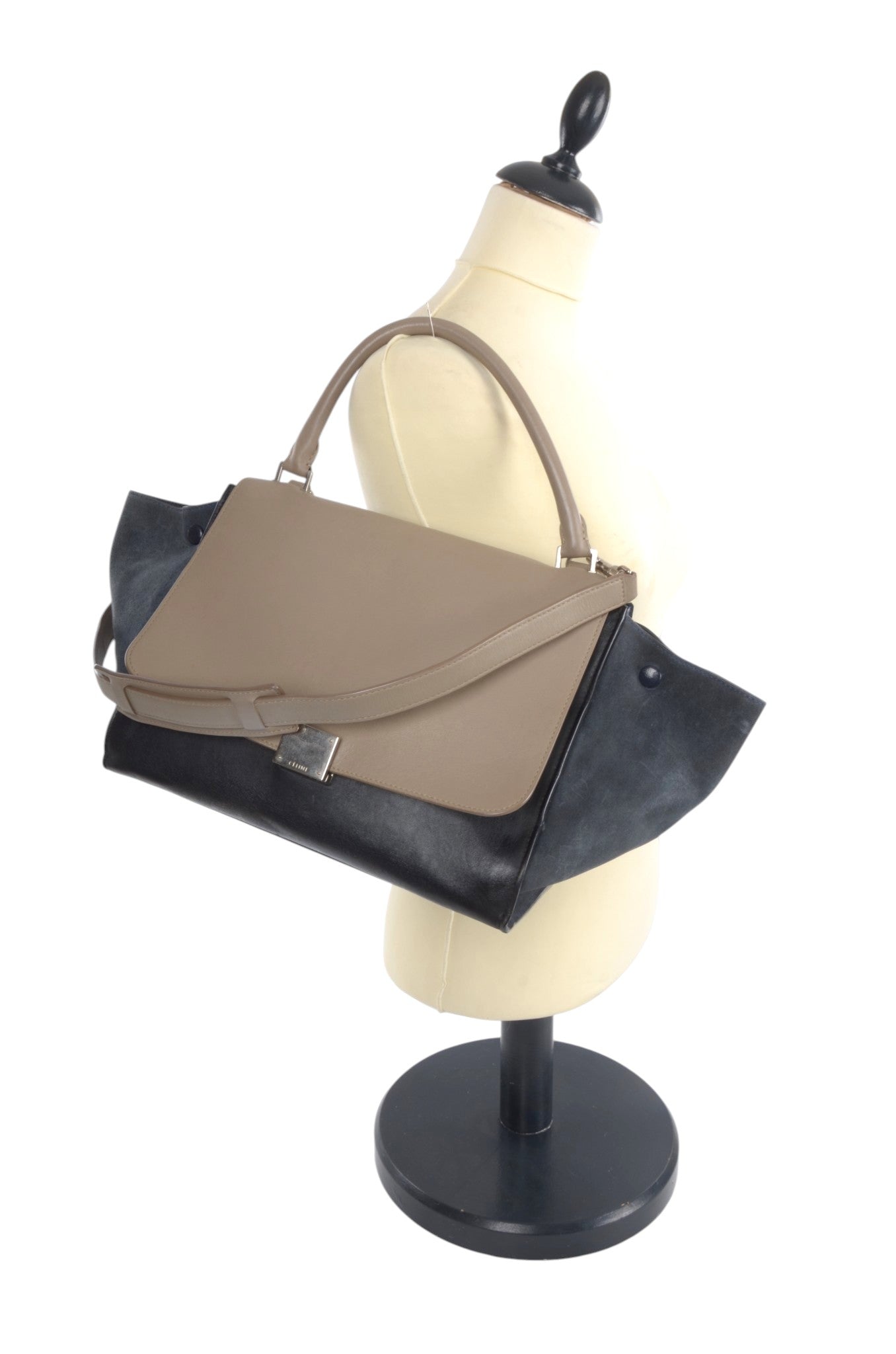 Celine Trapeze Medium Leather 2WAY Shoulder Bag Shoulder Tote Handbag Designer Classic