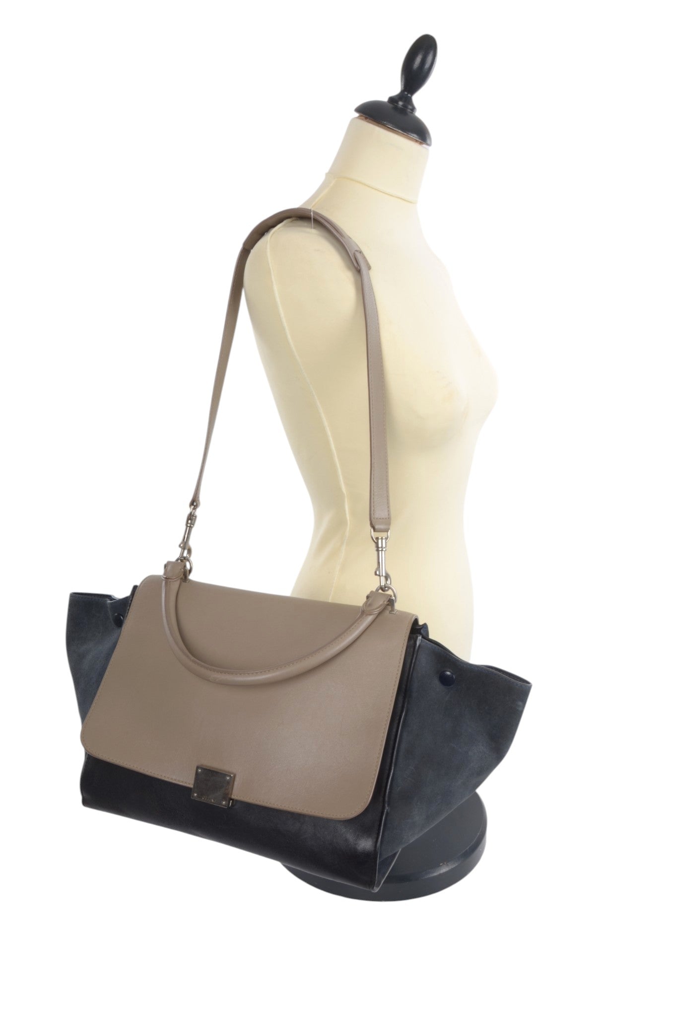 Celine Trapeze Medium Leather 2WAY Shoulder Bag Shoulder Tote Handbag Designer Classic