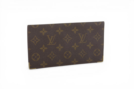 Louis Vuitton Card Holder Porte Chequier Double Bi-fold Wallet Monogram Canvas Vintage Cardholder Designer Classic