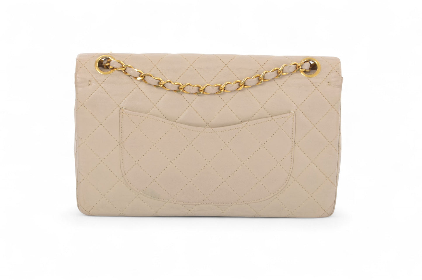 Chanel Classic Medium Double Flap Bag 25 Beige Lambskin Vintage Timeless Classic Matelasse Coco Mark Turn Lock Chain Shoulder Bag Crossbody