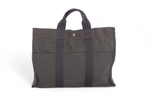 Hermès Herline MM Canvas Tote Bag Handbag Gray Unisex