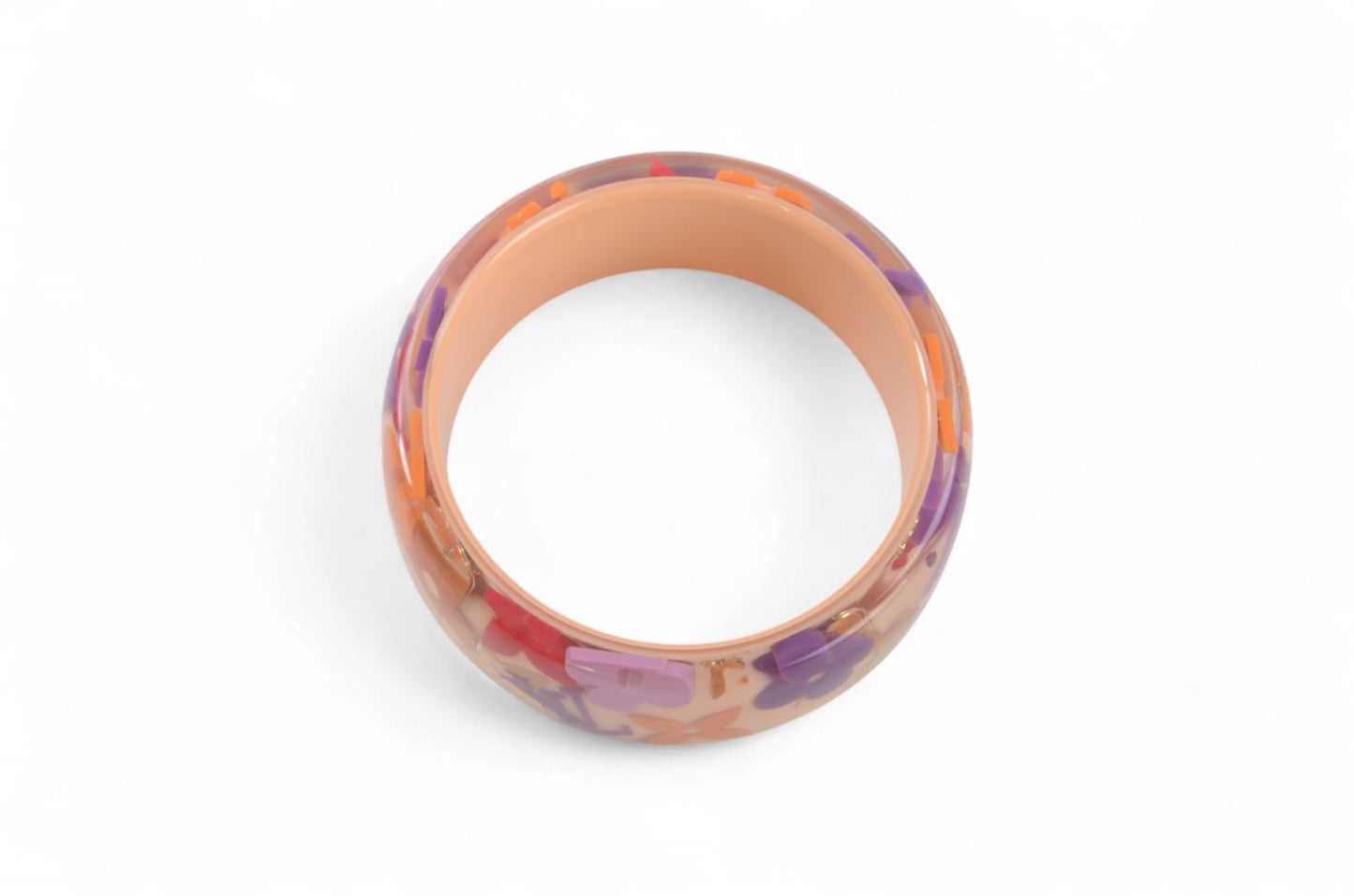 Louis Vuitton Resin Monogram Farandole Inclusion Acryl Bracelet Bangle Light Pink Gold Multicolor