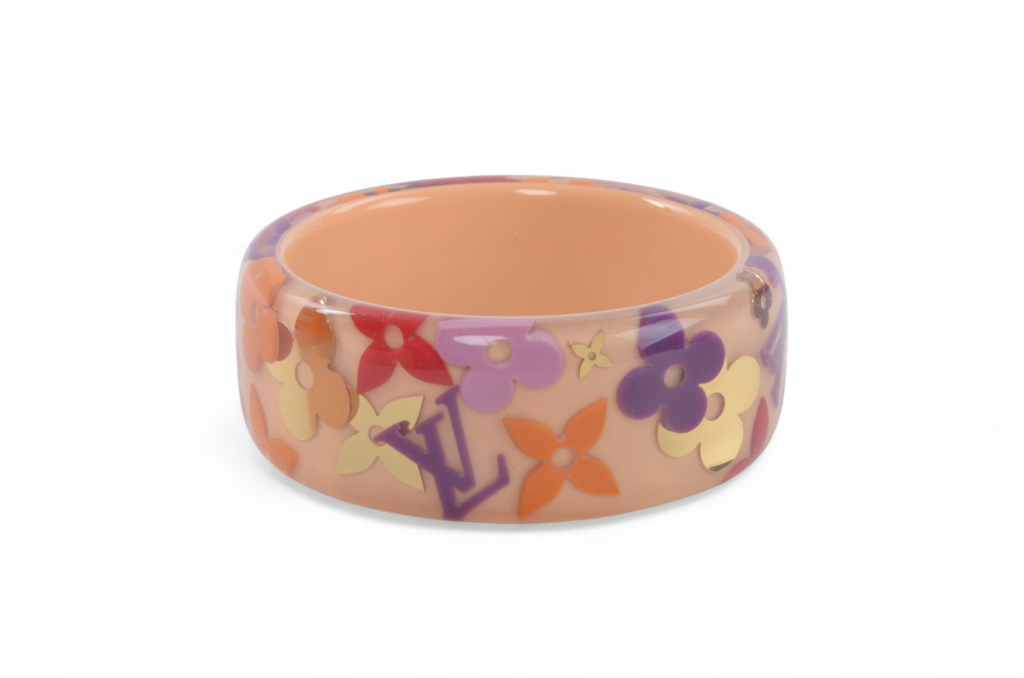 Louis Vuitton Resin Monogram Farandole Inclusion Acryl Bracelet Bangle Light Pink Gold Multicolor