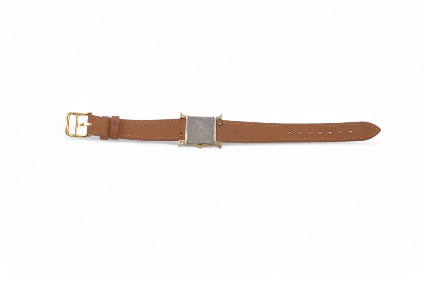 Hermès Heure H Watch HH1.201 QZ Gold Epsom Leather White Dial Women's Wristwatch Ladies Unisex
