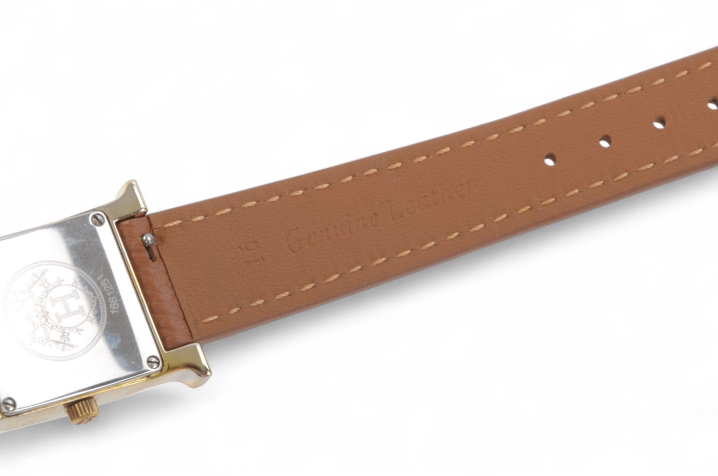 Hermès Heure H Watch HH1.201 QZ Gold Epsom Leather White Dial Women's Wristwatch Ladies Unisex