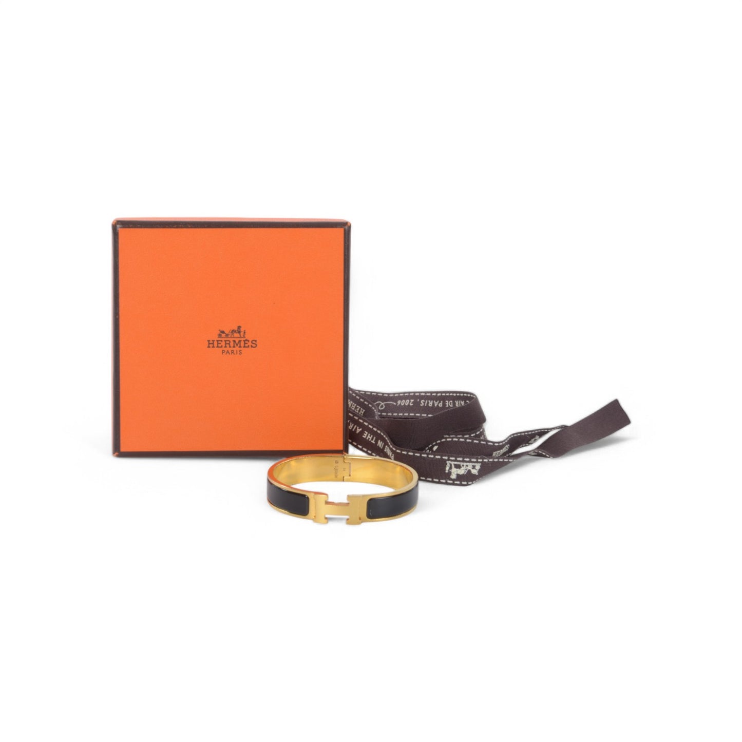 Hermès Black Enamel Gold Plated Clic H PM Bracelet