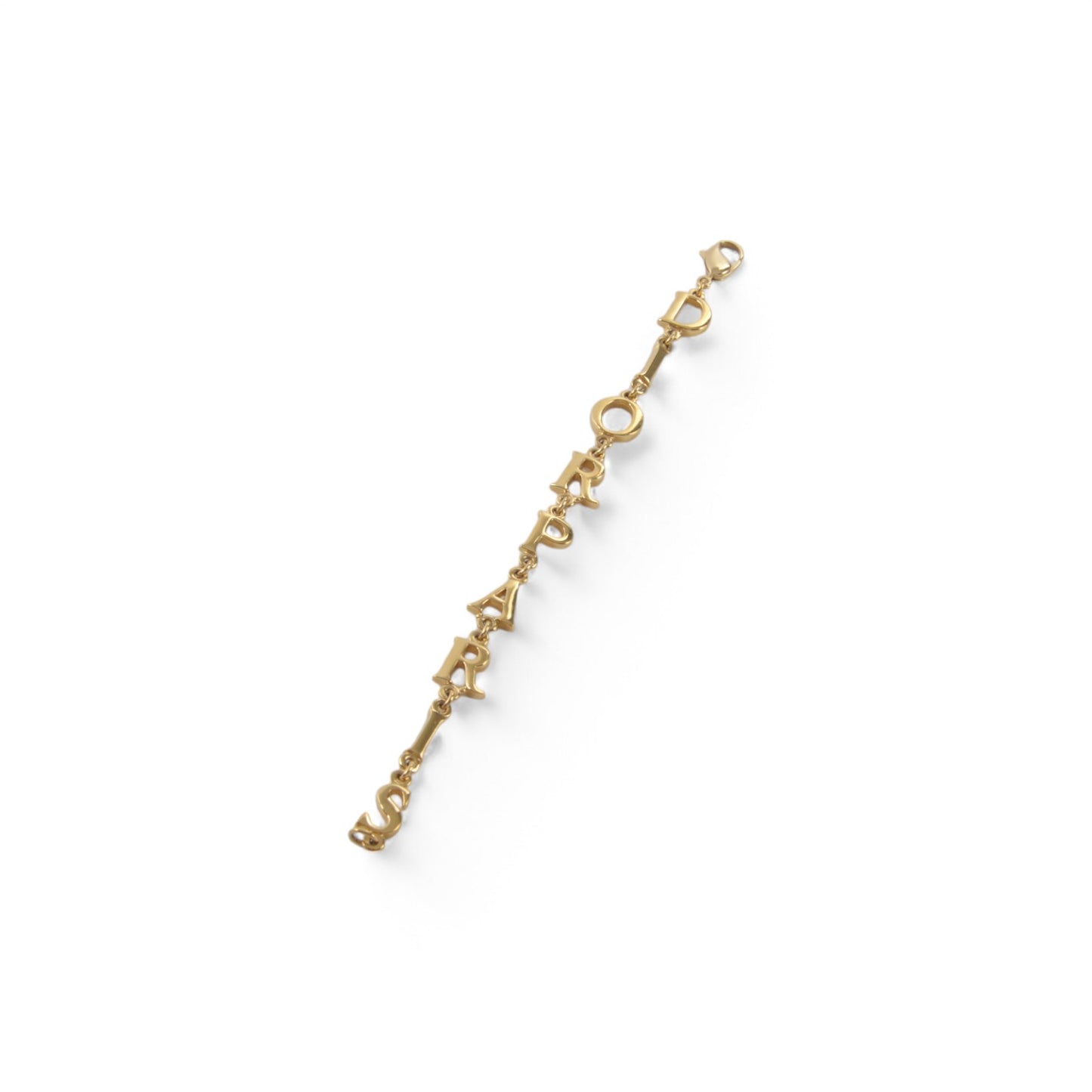 Dior Letter Bracelet Vintage Gold Color Metal Charm Paris Logo