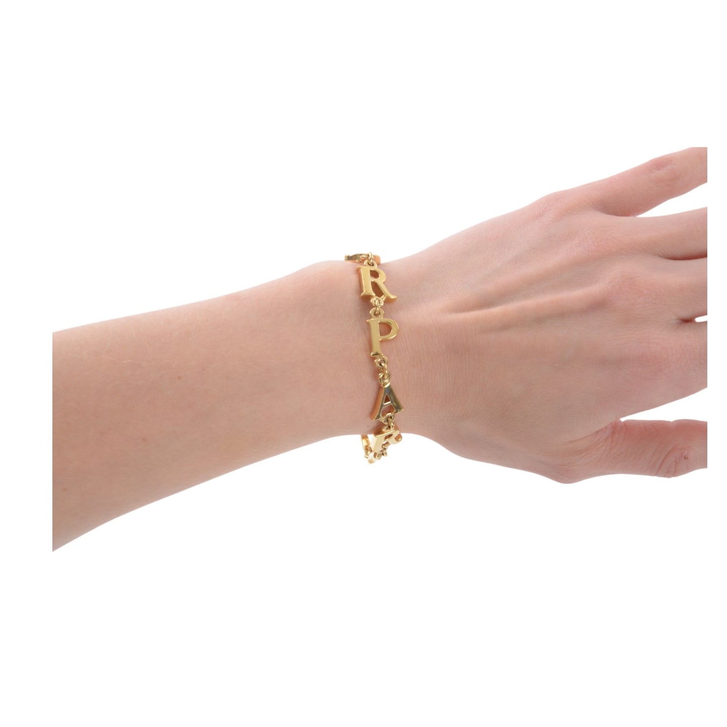 Dior Letter Bracelet Vintage Gold Color Metal Charm Paris Logo