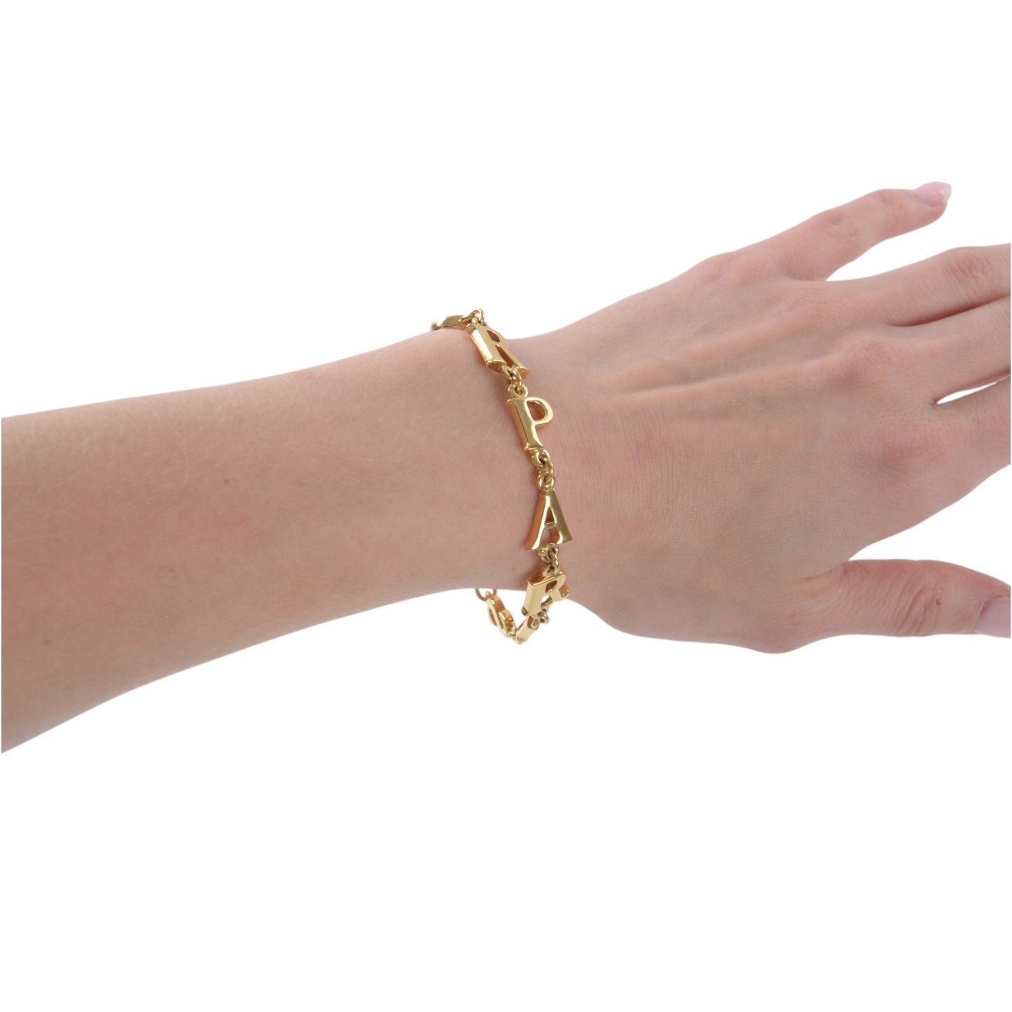 Dior Letter Bracelet Vintage Gold Color Metal Charm Paris Logo