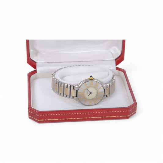 *Not working* Cartier Must 21 SM QZ Two-tone Ivory Dial Ladies Watch Wristwatch Women