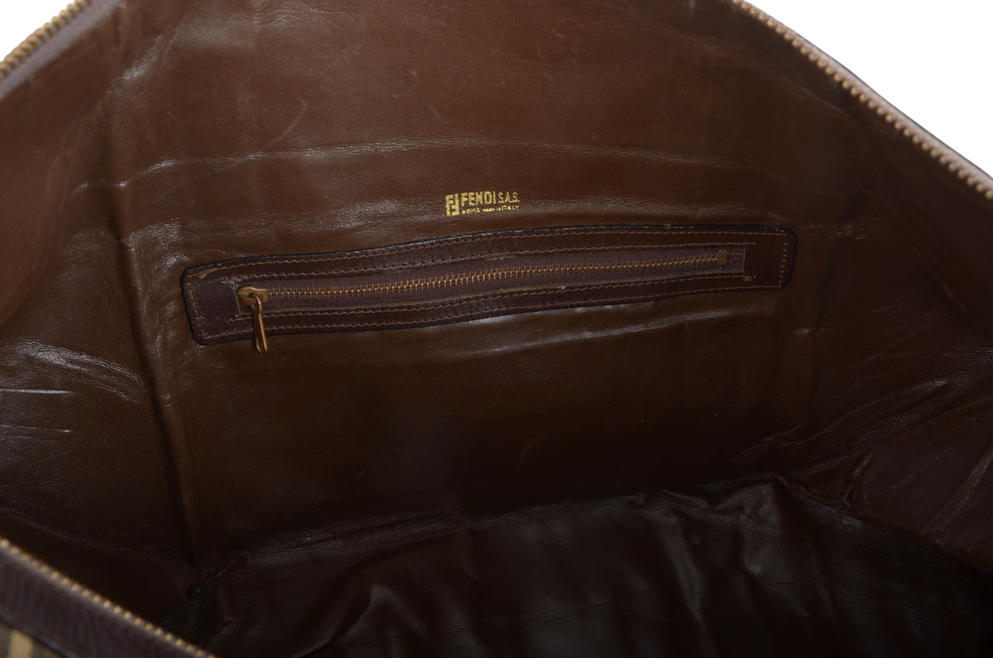 Fendi Zucca Boston Bag Vintage Weekendbag Travel Canvas Leather Designer Classic