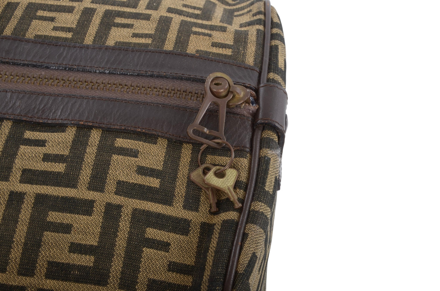 Fendi Zucca Boston Bag Vintage Weekendbag Travel Canvas Leather Designer Classic