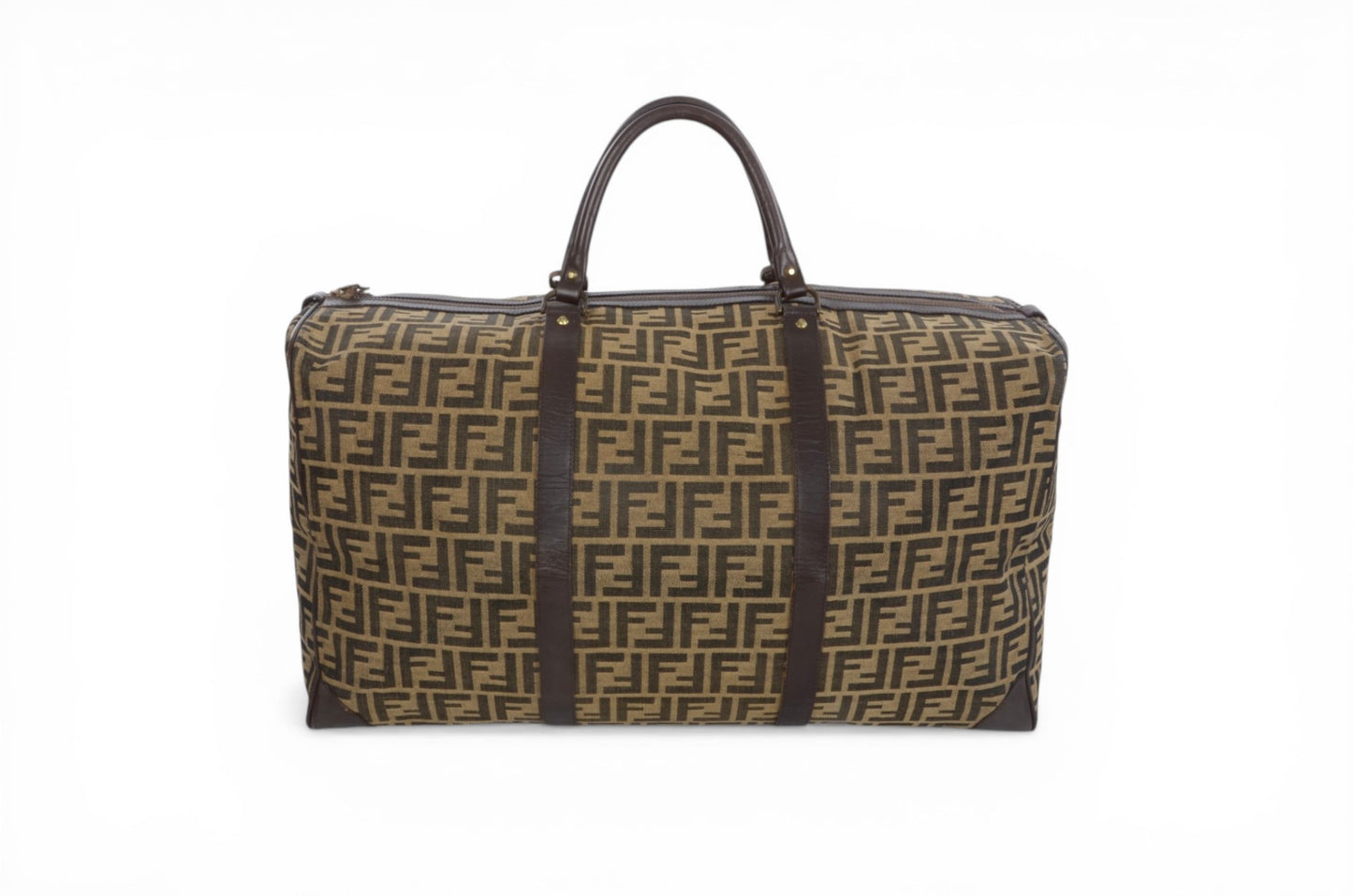 Fendi Zucca Boston Bag Vintage Weekendbag Travel Canvas Leather Designer Classic