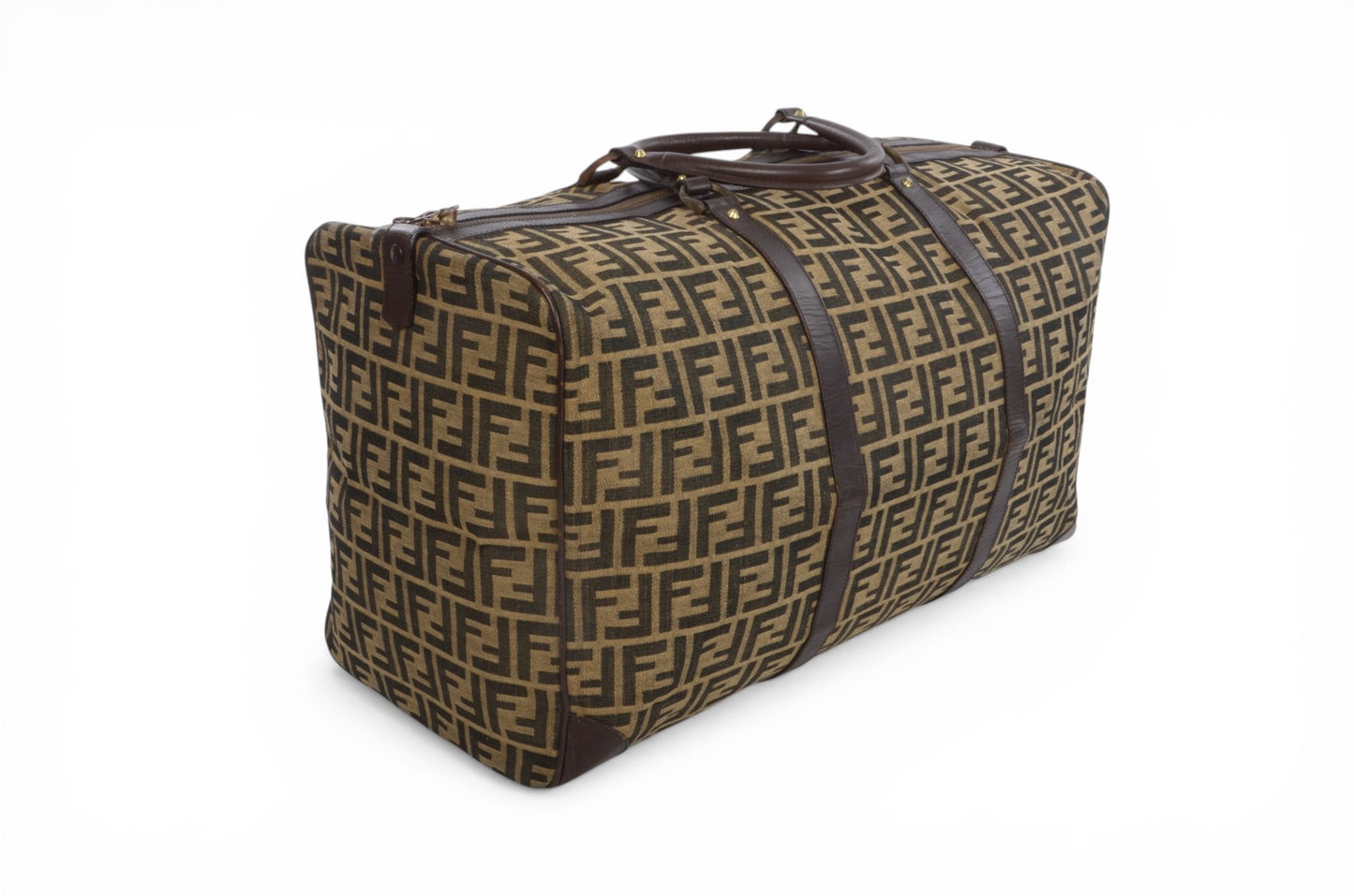 Fendi Zucca Boston Bag Vintage Weekendbag Travel Canvas Leather Designer Classic