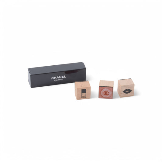 Chanel Home Accessories Make Up Wood Rubber Stamp set Novelty Rare Limited