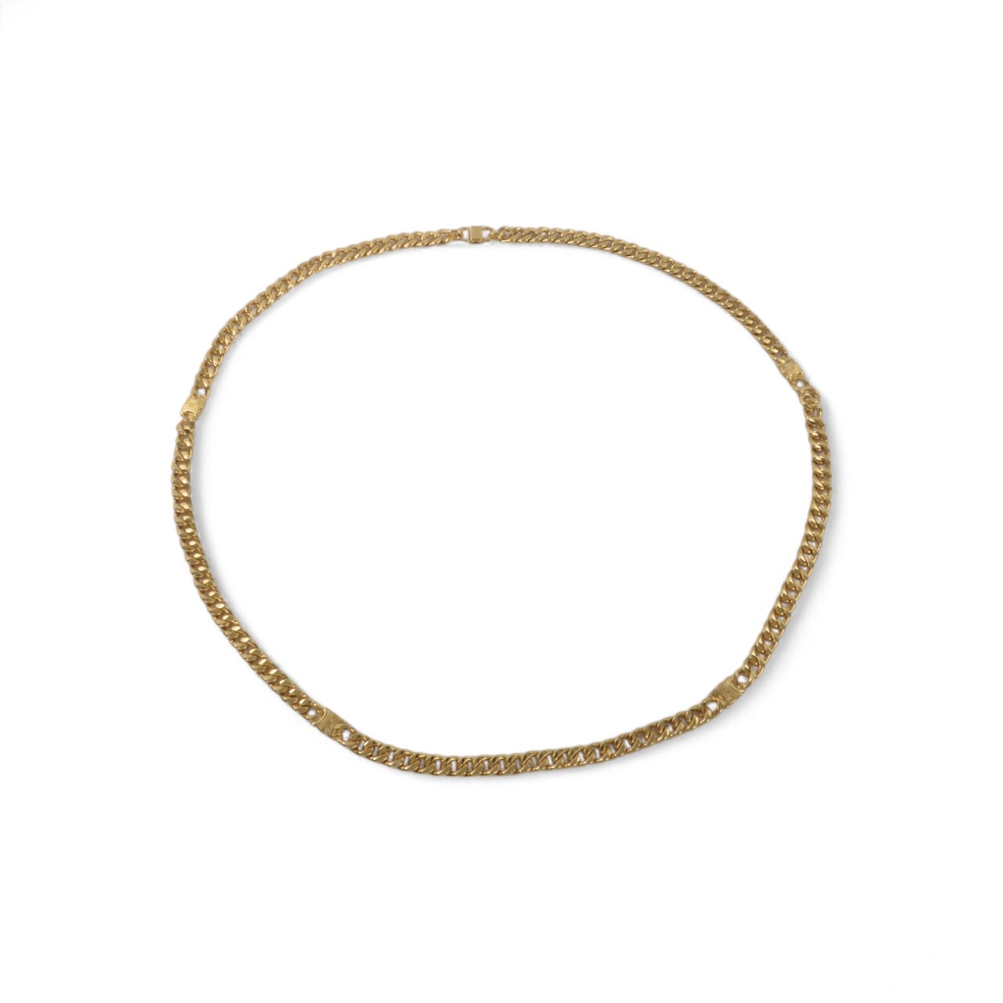 Celine Vintage Triomphe Logo Gold Plated Chain Link Belt Necklace