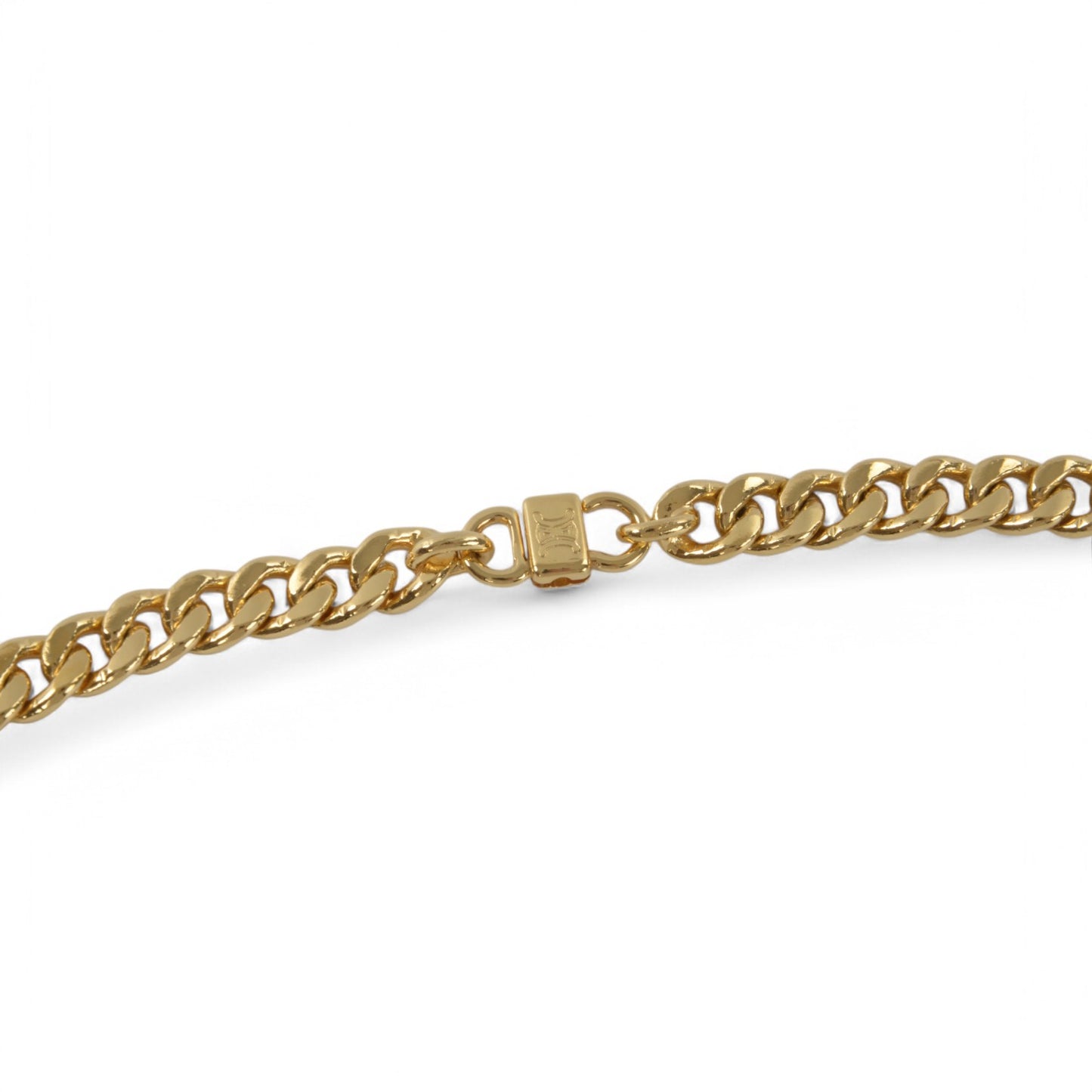 Celine Vintage Triomphe Logo Gold Plated Chain Link Belt Necklace